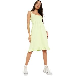 Boohoo Sleeveless Dress Tiered Lime Green 12